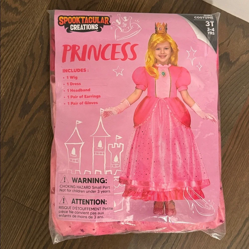 Spooktacular Creations Princess Peach Costume 3T Dress Wig Accessories Set